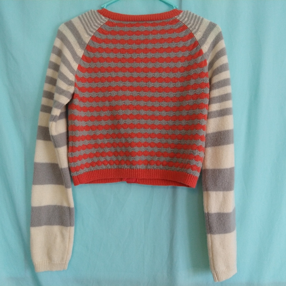 Lili's Closet cropped striped cardigan sweater wool sunset sails Anthrop… - Picture 7 of 10